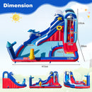 Inflatable Water Slide, Dolphin Theme Kids Bounce House Water Park w/Long Slide