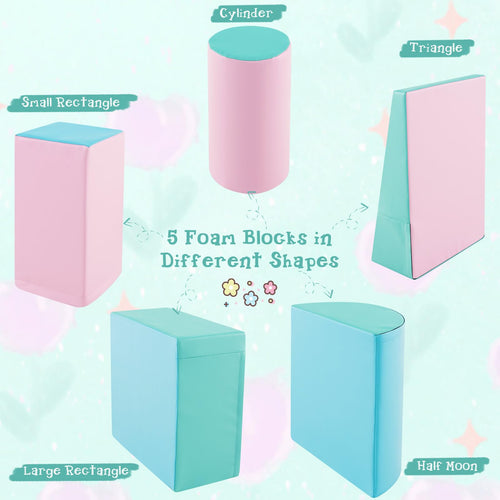 5-Piece Kids Climb & Crawl Activity Playset, Lightweight Soft Foam Block Activity Play Structures