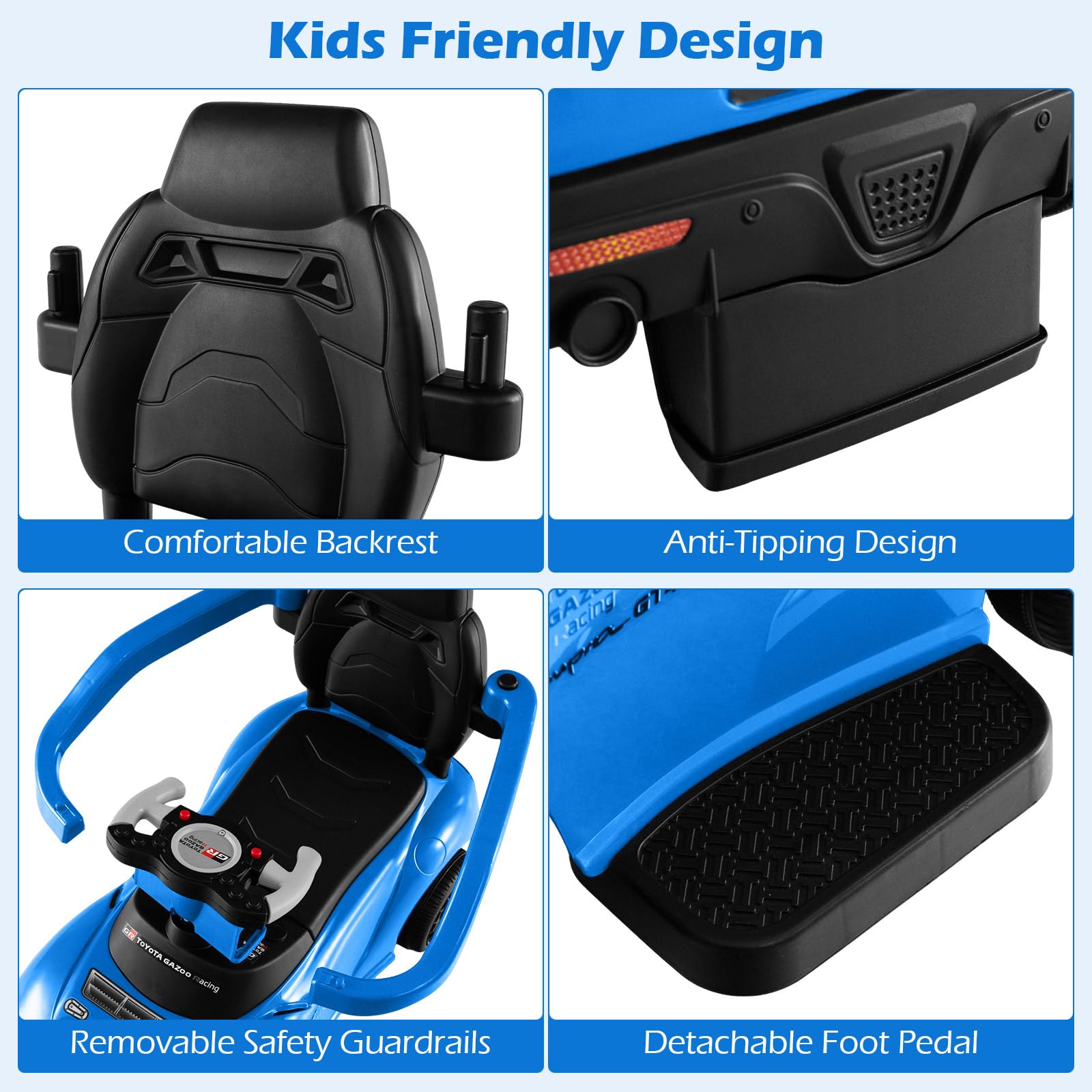 Licensed Ride on Push Car for Toddlers by INFANS, 3 in 1 Walking Sliding with Removable Guardrails and Handle