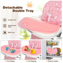 Folding Baby Highchair Eating Feeding Table Booster Seat with 6-Level Height Adjustment