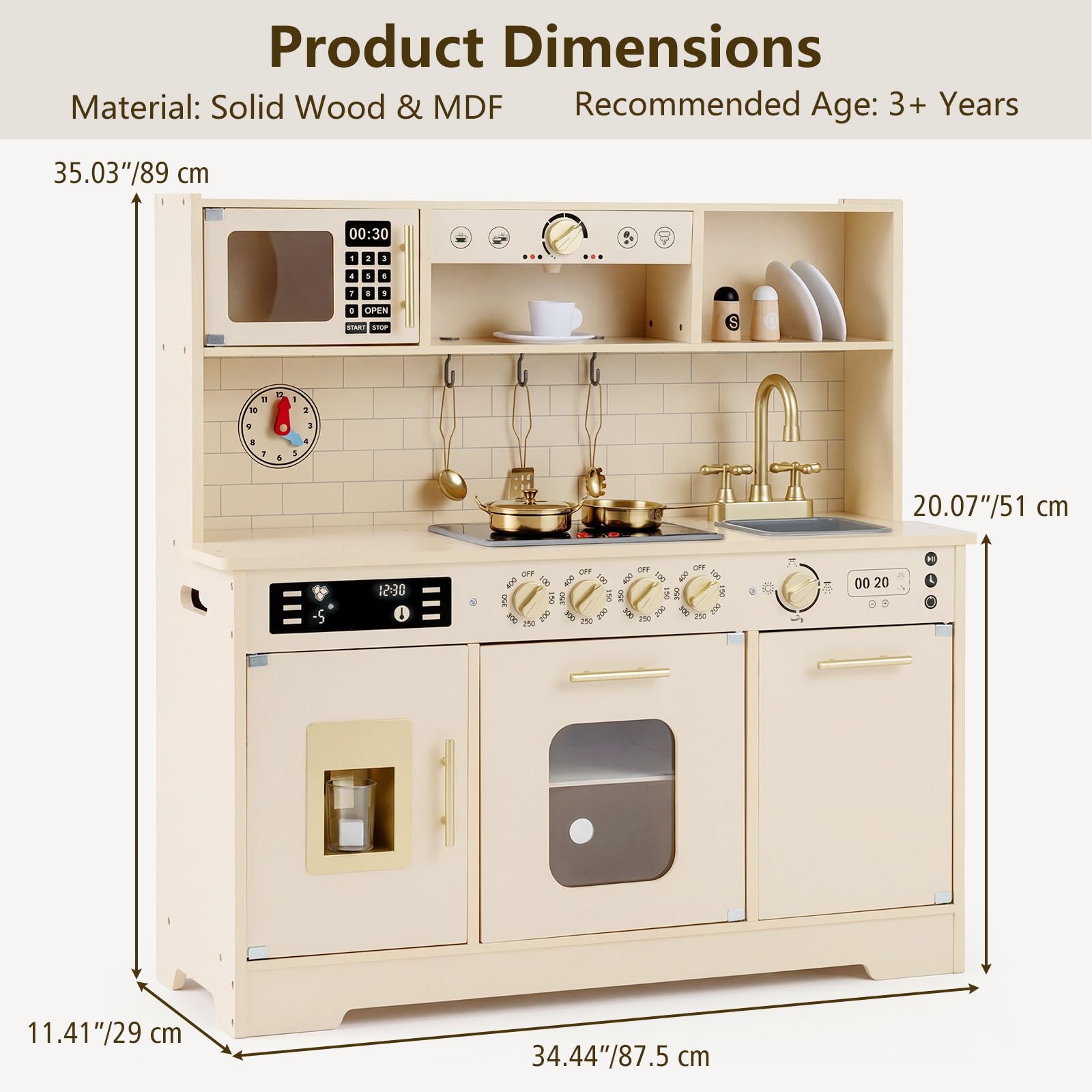 Play Kitchen for Kids with Realistic Lights and Sounds