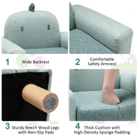 Kids Sofa Wooden Armrest Chair Couch with Thick Cushion Beech Legs