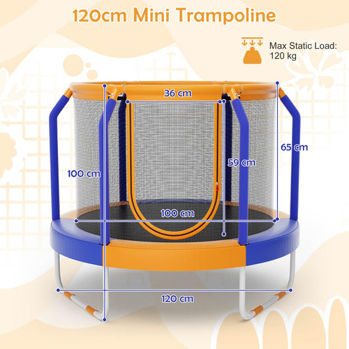 Mini Trampoline with Enclosure, 48" Recreational Trampoline with Safety No-Gap Design for 3-6 Years Old
