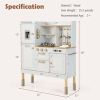 INFANS Kid Kitchen Playset Toddler Wooden Pretend Cooking Set with Realistic Light & Sound