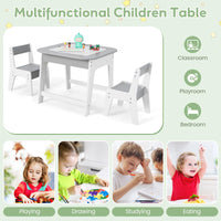 INFANS Kids Table and Chair Set, 3 in 1 Wooden Activity Table with Removable Blackboard and Whiteboard