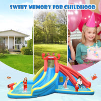 Inflatable Water Slide, 7 in 1 Giant Water Park Double Long Slide w/Splash Pool, Tunnel Adventure