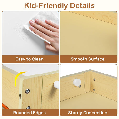 INFANS Kids Table and Chair Set, 4 in 1 Wooden Activity Desk