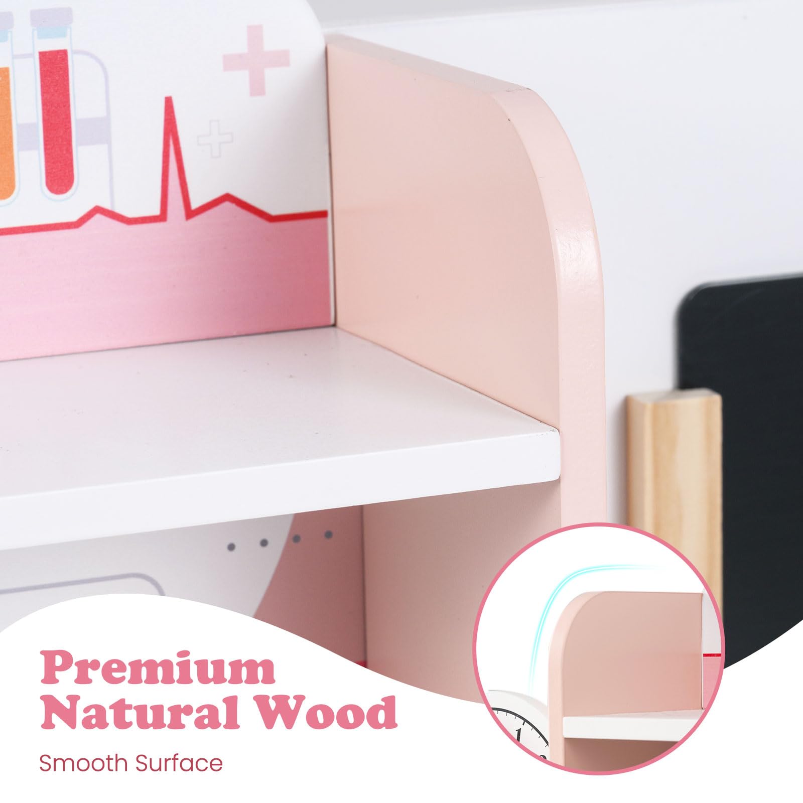 Kids Doctor Playset, Wooden Pretend Medical Station Activity Center Toy Set