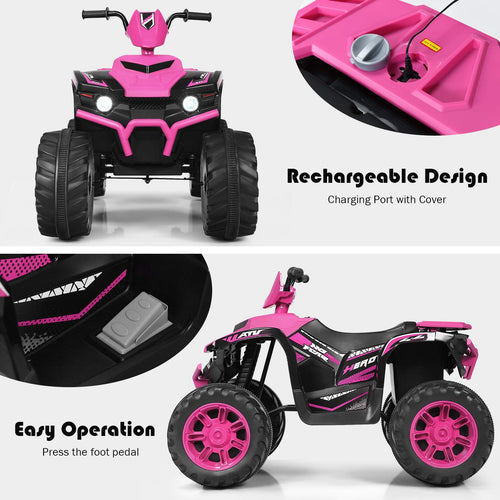 12V Electric ATV Ride on Car, Battery Powered 4 Wheeler ATV, Music & Story, Bright LED Lights, Cool Appearance