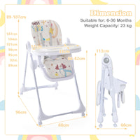 3-in-1 Baby High Chair, Foldable Infant High Chair