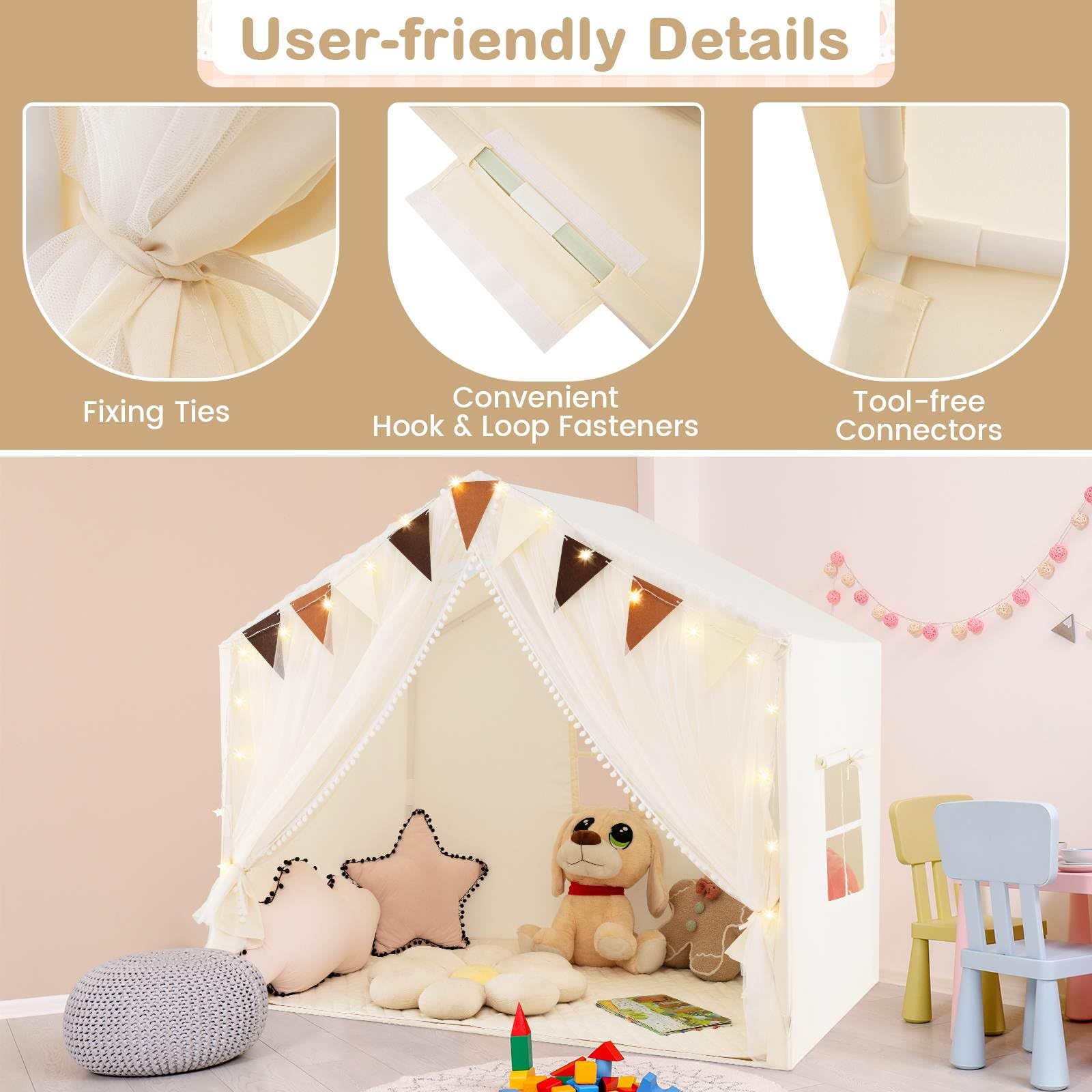 Kids Play Tent, 3-4 Kid Large Play Tent House