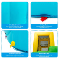 HONEY JOY Inflatable Water Slide, 6 in 1 Inflatable Castle Water Park w/Climbing Wall, Basketball Rim