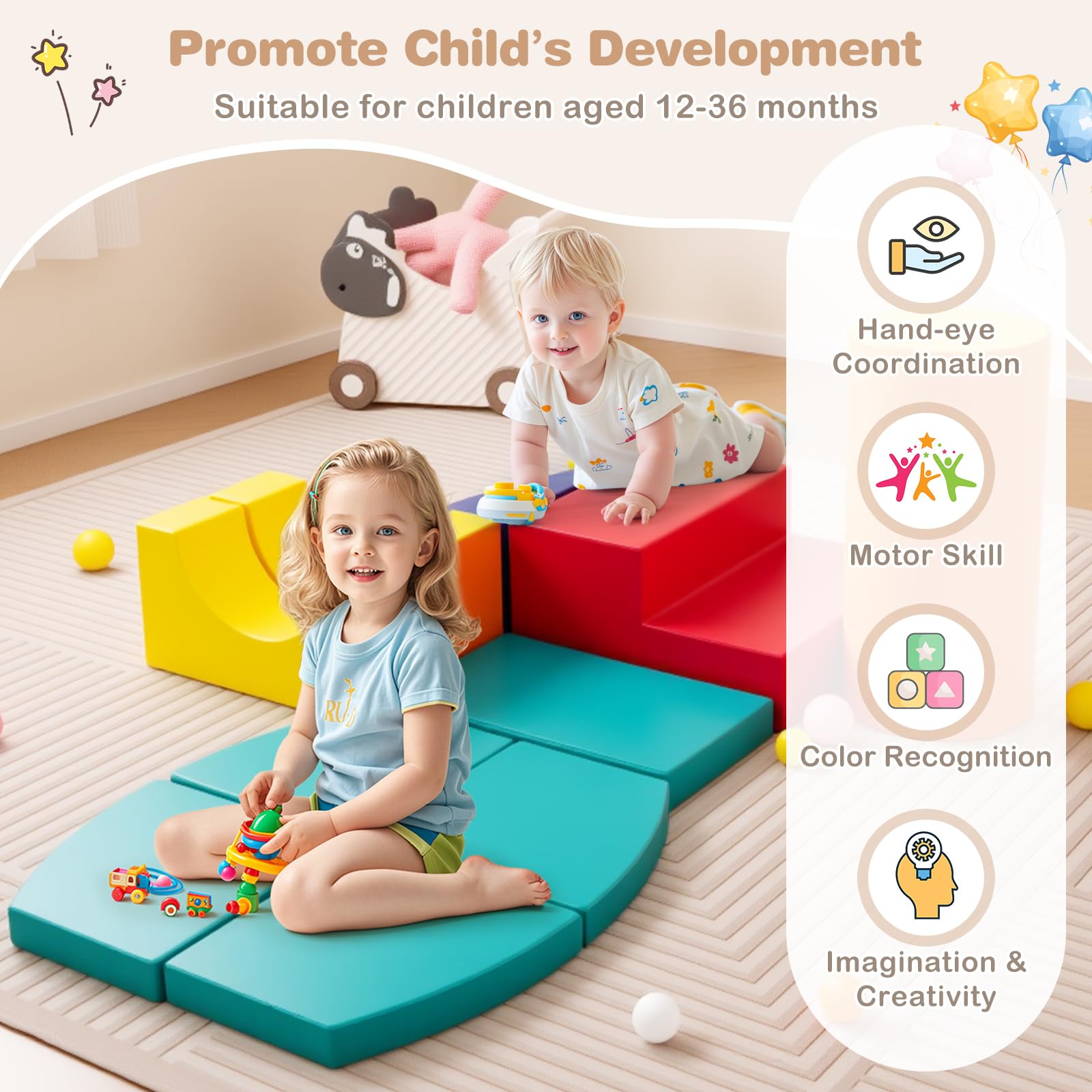 10-Piece Soft Foam PU Leather Climbing Toys Building Blocks for Toddlers
