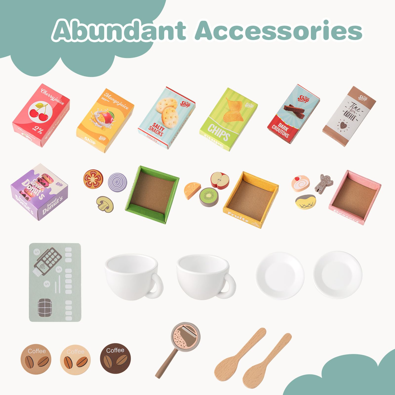 Grocery Store Playset, Kids Play Store, Wooden Supermarket Playset