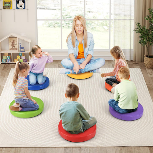 6 PCS Round Floor Cushions for Kids 35cm Classroom Floor Cushions with Handles