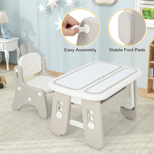 INFANS Kids Table and Chair Set Activity Table with Magnetic Drawing Board