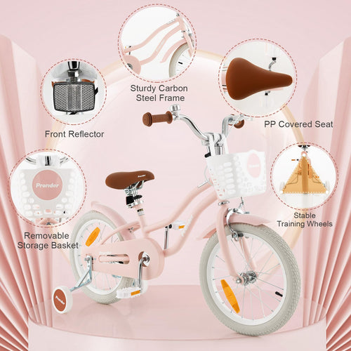 Kids Bike, 16 Inch Boys Girls Bike for 3-8 Years w/Training Wheels