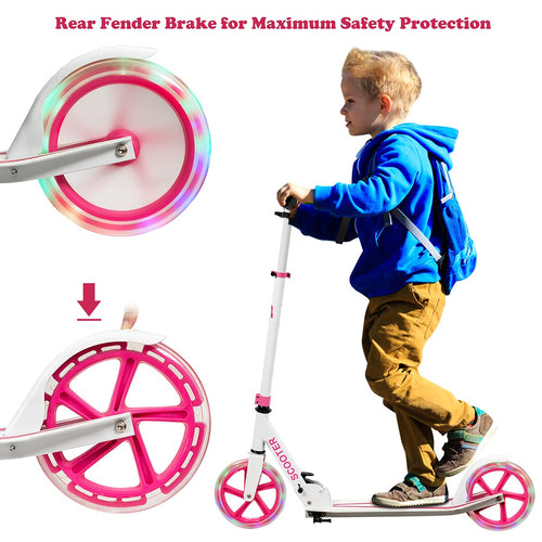 Kids Folding Kick Scooter, Scooter for Children Teens w/2 Flash Wheels