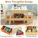 INFANS Kids Table and Chair Set, 4 in 1 Wooden Activity Desk