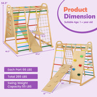 Indoor Jungle Gym, 8 in 1 Kids Montessori Indoor Playground Climbing Playset for Toddlers