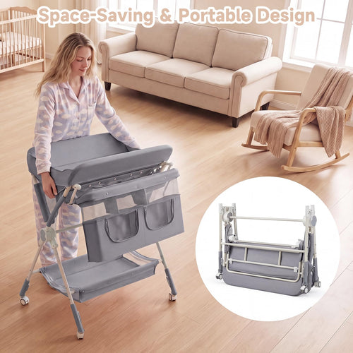 INFANS Portable Baby Changing Table with Wheels
