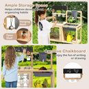 Mud Kitchen for Kids Outdoor, Wooden Toddler Play Kitchen with 12 Plant Pots, Faucet, Stoves