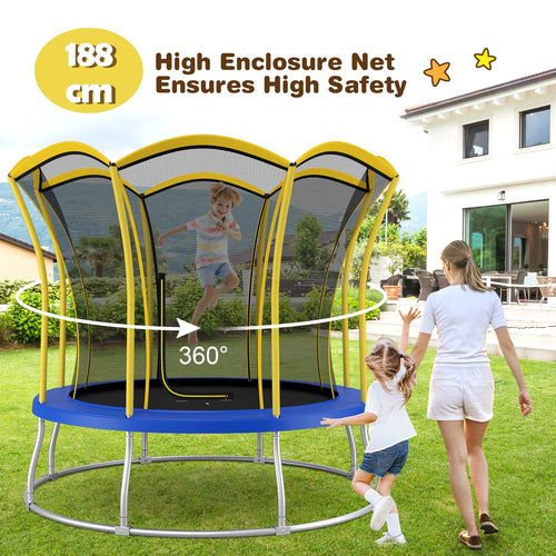 8FT/ 10FT Kids Trampoline, Galvanized Steel Frame, Indoor Outdoor Unique Flower Shape Trampoline