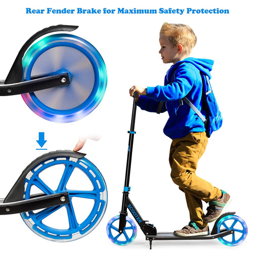 Kids Folding Kick Scooter, Scooter for Children Teens w/2 Flash Wheels