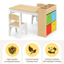 INFANS Kids Table and Chair Set, Toddler Art Craft Play Wood Activity Desk with 2 Chairs