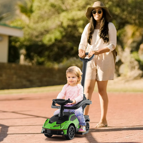 Lamborghini Licensed Push Cars for Toddlers 1-3, 3 in 1 Stroller Sliding Walking Car w/Handle