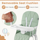 oldable High Chair Easy Clean Compact Highchair with Removable Adjustable Tray and PU Seat Cushion