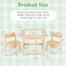 INFANS Kids Table and Chair Set, 3 in 1 Wooden Activity Table with Removable Blackboard and Whiteboard