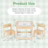 INFANS Kids Table and Chair Set, 3 in 1 Wooden Activity Table with Removable Blackboard and Whiteboard