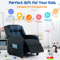 Kids Recliner Sofa Couch with Adjustable Backrest Footrest and High Density Sponge