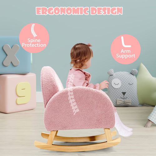 INFANS Kids Sofa Toddler Rocking Chair with Solid Wooden Frame, Anti-Tipping Design