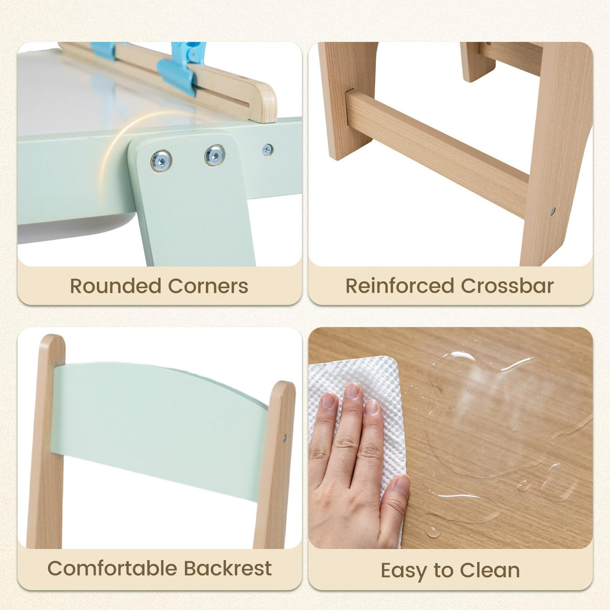Sensory Table and Chairs Set for Toddlers, Wooden Activity Table with Paper Roll Holder,  Art Play Sand Water Desk