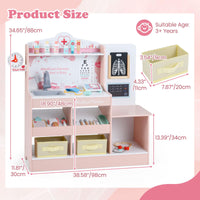 Kids Doctor Playset, Wooden Pretend Medical Station Activity Center Toy Set