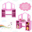 2-in-1 Kids Vanity Table and Chair Set with Removable Mirror