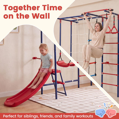 8 in 1 Swedish Ladder, Kids Indoor Outdoor Jungle Gym Playground