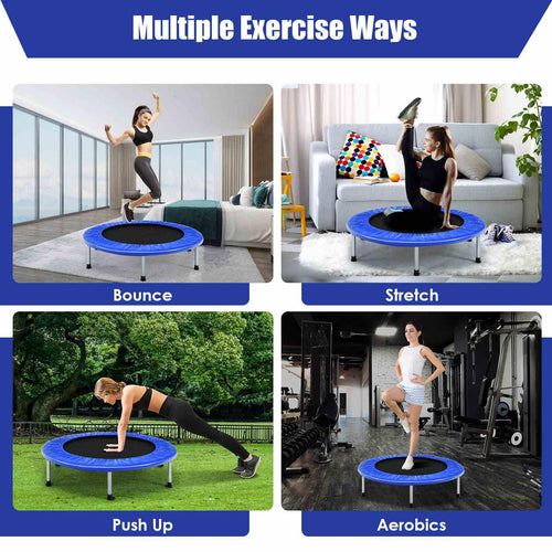 36” Mini Folding Trampoline, Portable Recreational Fitness Rebounder for Kids Adults