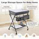 INFANS Baby Changing Table with Wheels Portable Folding Diaper Station Nursery Organizer with Storage Basket