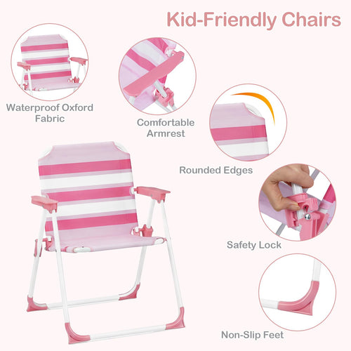 Kids Picnic Table, Outdoor Toddler Patio Furniture Set with 2 Folding Chairs Adjustable Foldable Umbrella
