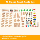 INFANS Train Table, 78 Pieces Wooden Kids Activity Toy Table Playset with Reversible Detachable Blackboard Tabletop