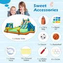 Inflatable Water Slide, Kids Blow up Water Park w/2 Long Slides, Climbing Walls, Splash Pool