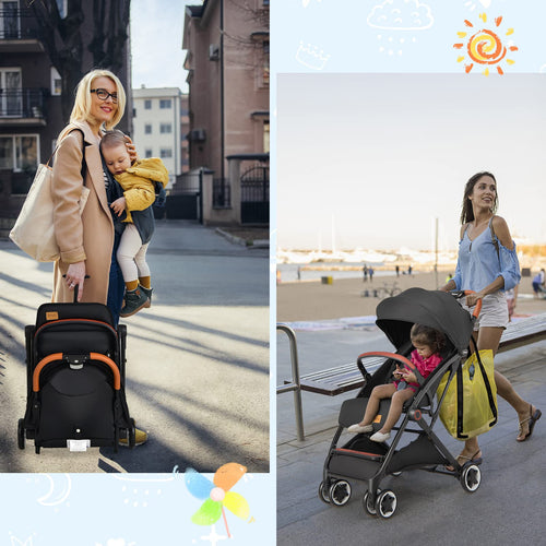INFANS Travel Stroller, Lightweight Compact Baby Stroller for Airplane