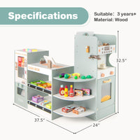 Grocery Store Playset, Kids Play Store, Wooden Supermarket Playset