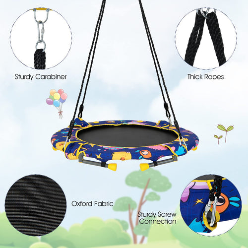 36" Kids Trampoline & Swing Set Convertible, 2 in 1 Kids Saucer Tree Swing, Toddler Fitness Rebounder