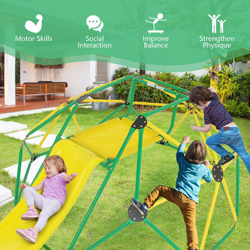 Climbing Dome with Slide, Kids Outdoor Jungle Gym Geometric Dome Climber