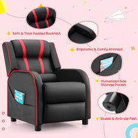 Kids Recliner Sofa Couch with Adjustable Backrest Footrest and High Density Sponge