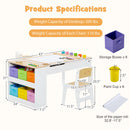 Toddler Art Craft Play Wood Activity Desk with 2 Chairs 4 Storage Canvas Bins Paper Roll for Writing Drawing